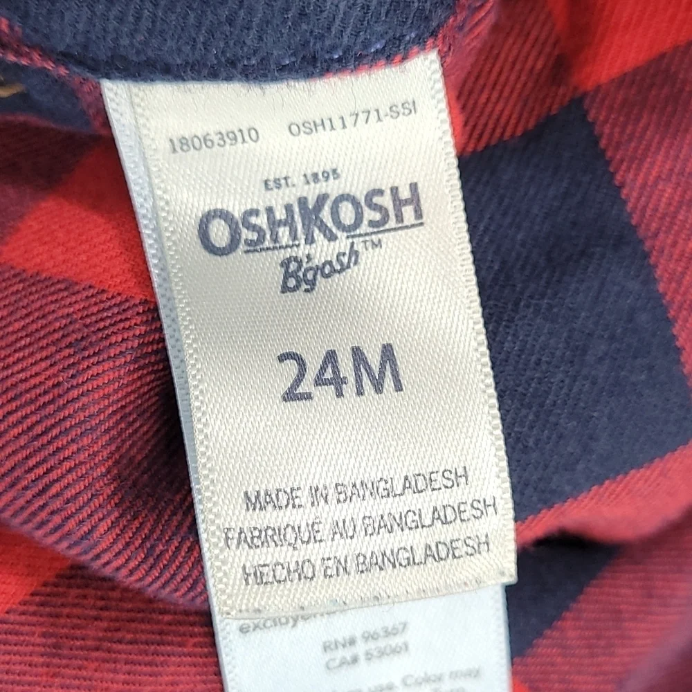 OSH KOSH B'GOSH 24 months denim overalls red plaid